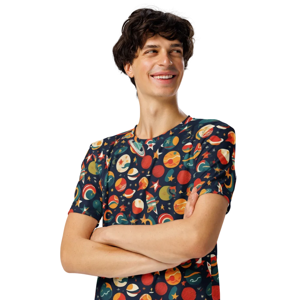 Rocket Bloom on Men's Crew Neck T-Shirt — Left Front