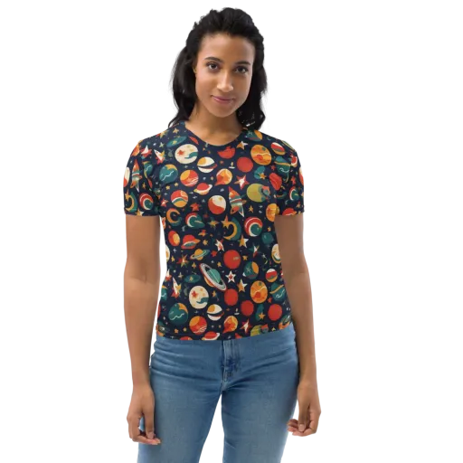Rocket Bloom on a Women's Crew Neck T-Shirt
