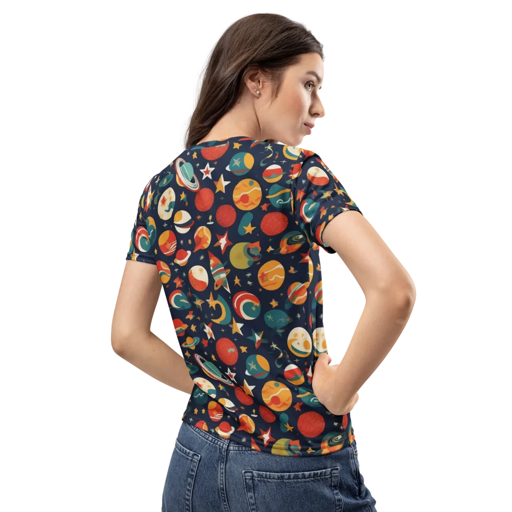 Rocket Bloom on Women's Crew Neck T-Shirt — Back