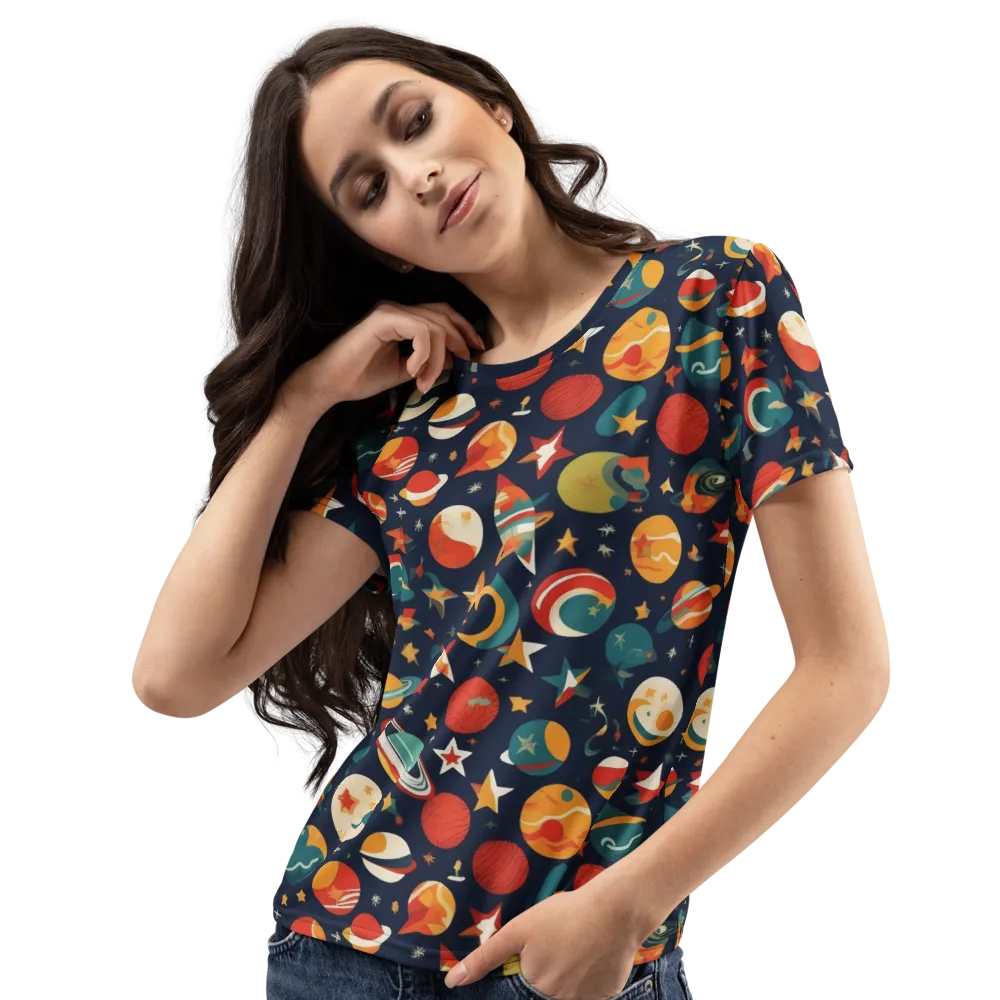 Rocket Bloom on Women's Crew Neck T-Shirt — Left Front