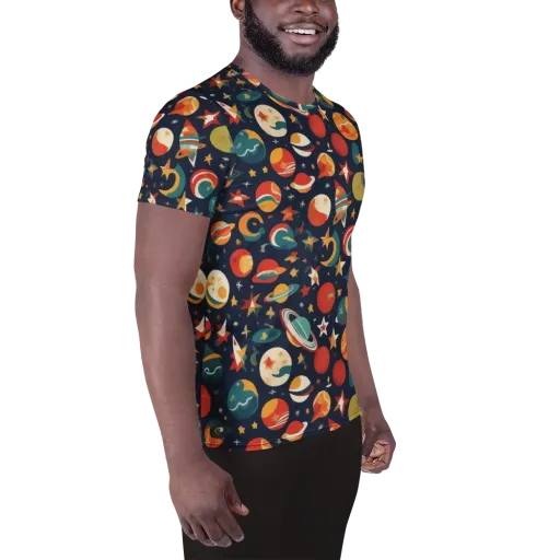 Rocket Bloom on a Men's Athletic T-Shirt