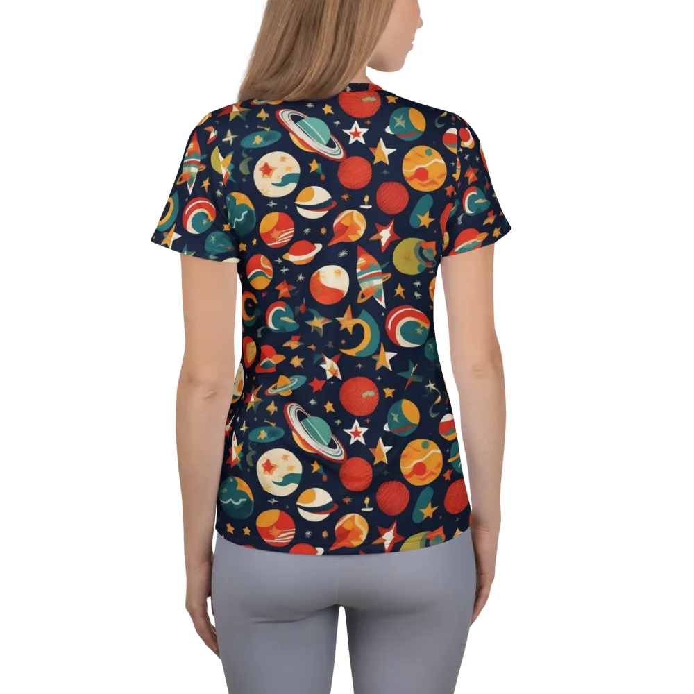 Rocket Bloom on Women's Athletic T-Shirt — Back