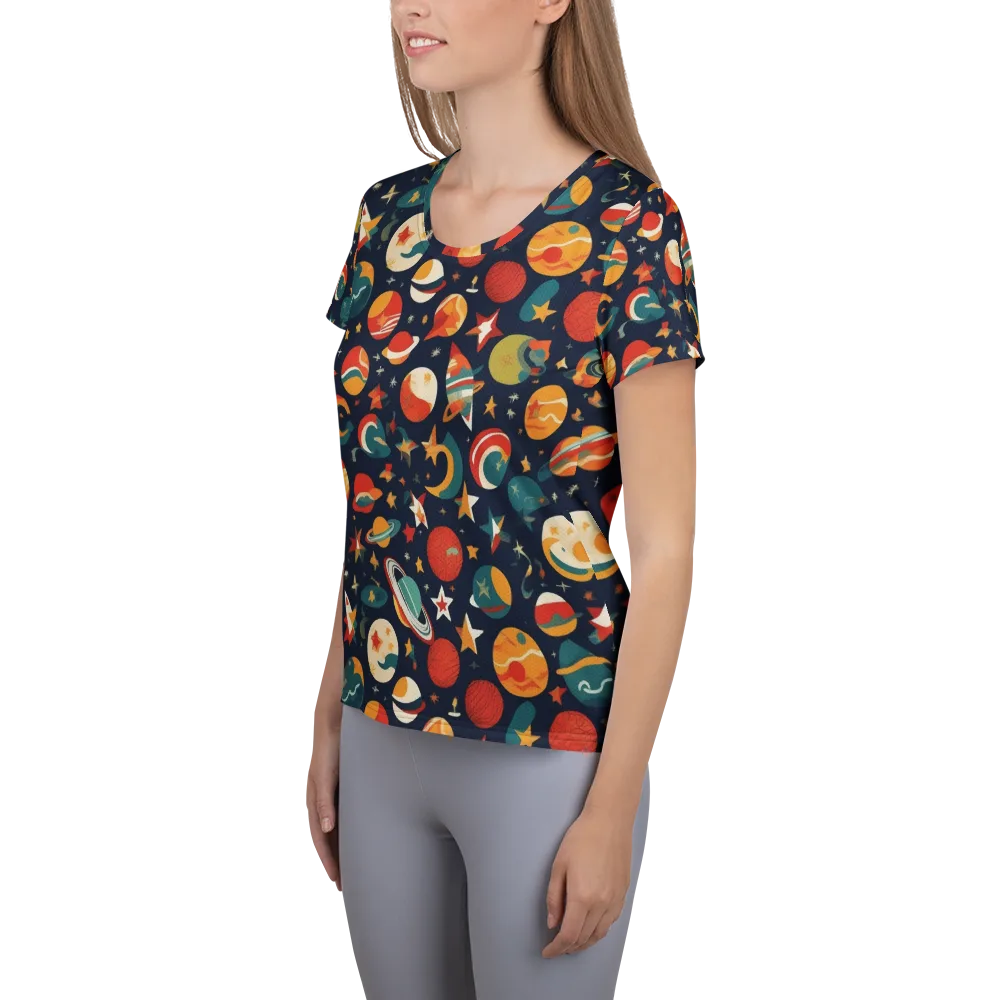 Rocket Bloom on Women's Athletic T-Shirt — Left