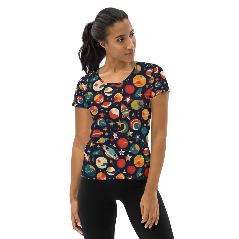 Rocket Bloom on Women's Athletic T-Shirt — Front