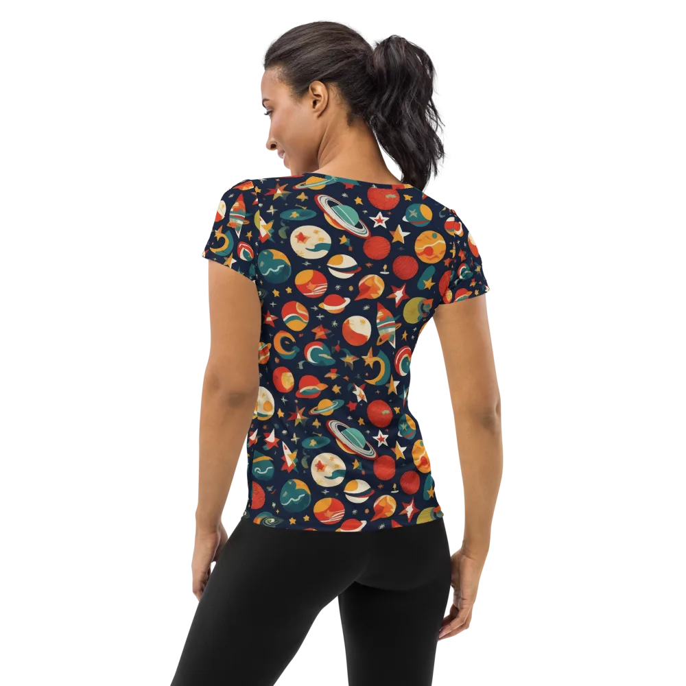 Rocket Bloom on Women's Athletic T-Shirt — Back