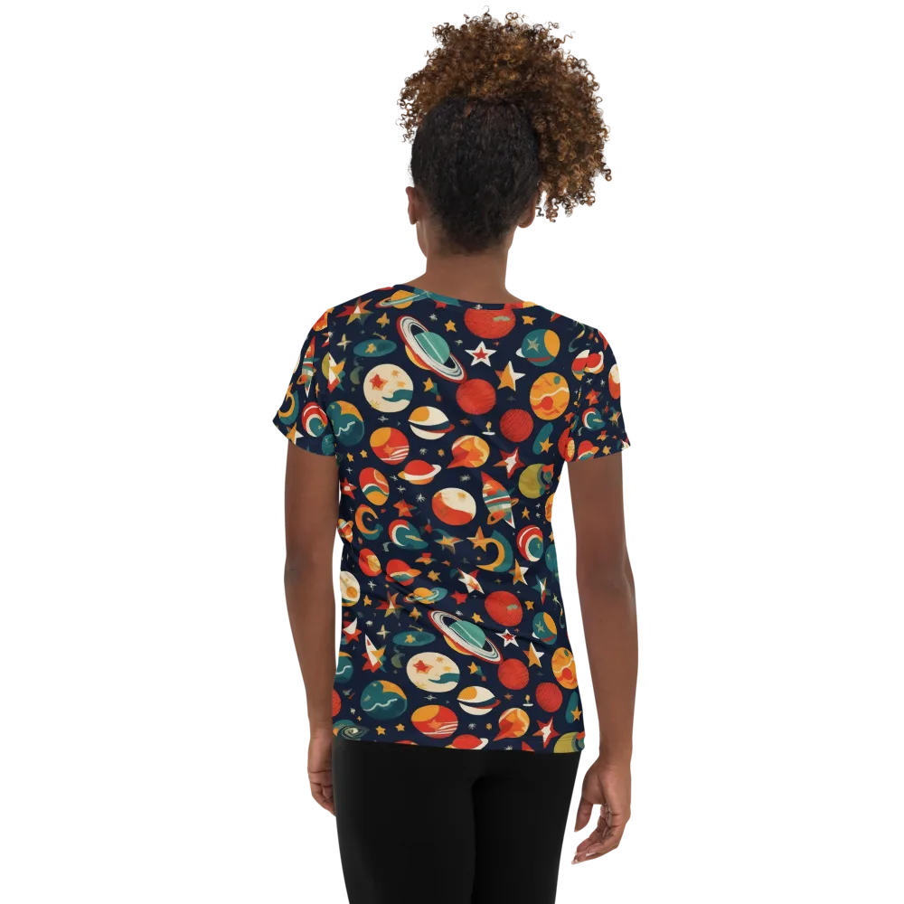 Rocket Bloom on Women's Athletic T-Shirt — Back