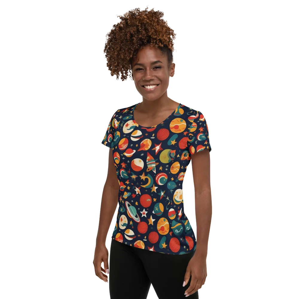 Rocket Bloom on Women's Athletic T-Shirt — Left