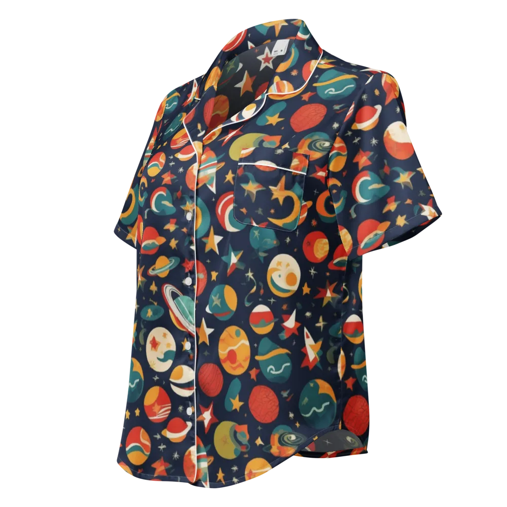 Rocket Bloom on Women's Short Sleeve Pajama Top — Left Front