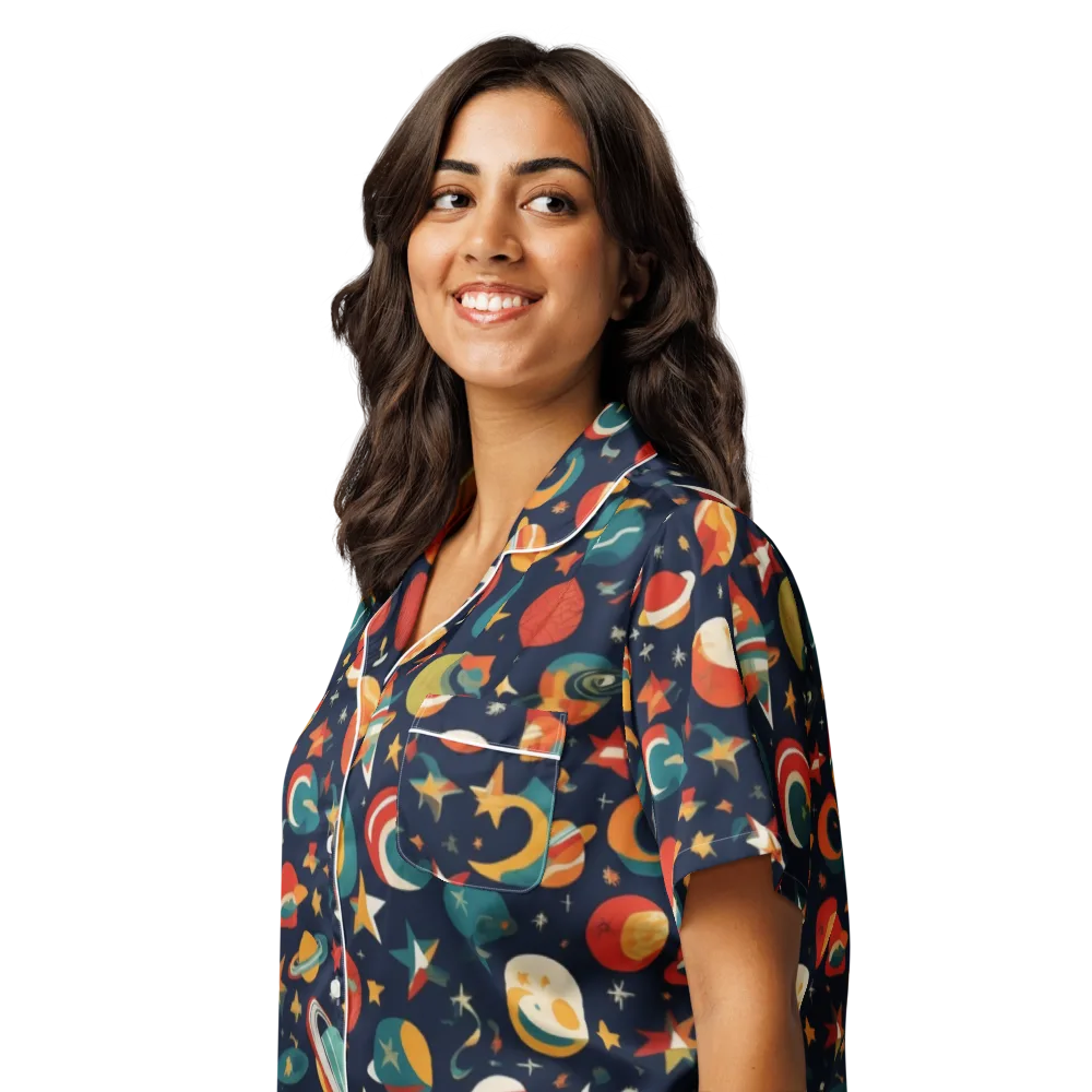 Rocket Bloom on Women's Short Sleeve Pajama Top — Left Front