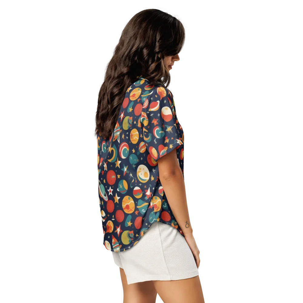 Rocket Bloom on Women's Short Sleeve Pajama Top — Right Back