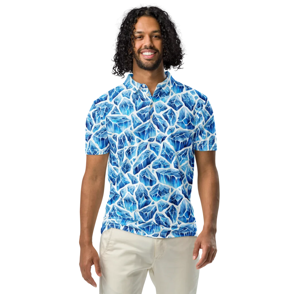 Glacial Mosaic on Men's Slim Fit Polo Shirt — Front