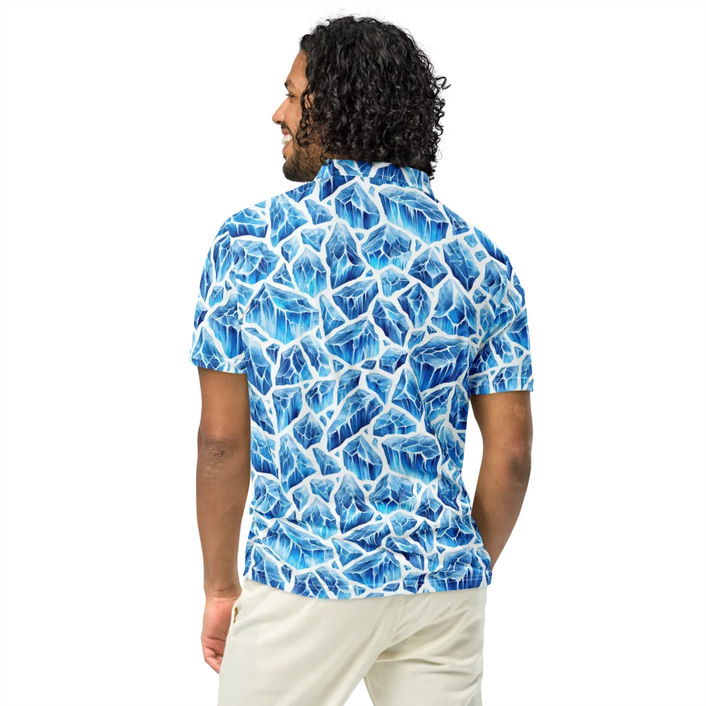 Glacial Mosaic on Men's Slim Fit Polo Shirt — Back