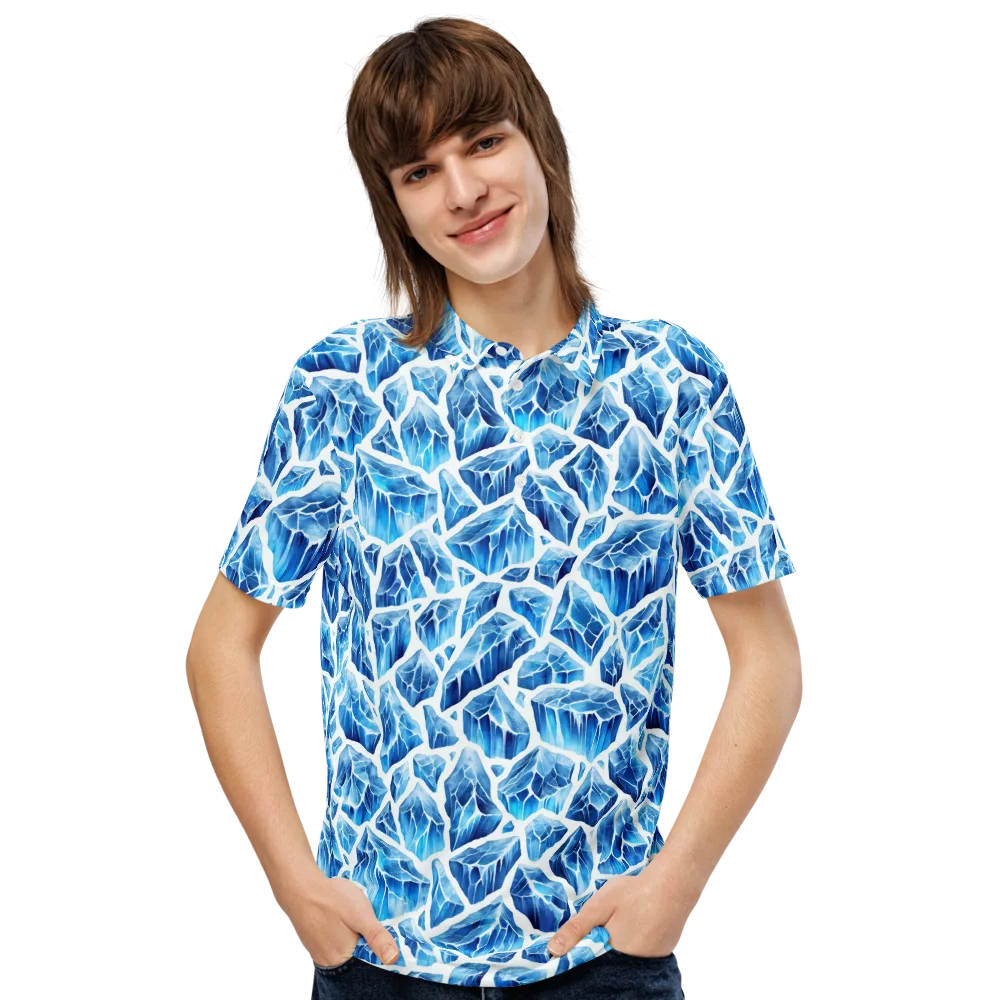 Glacial Mosaic on Men's Slim Fit Polo Shirt — Front