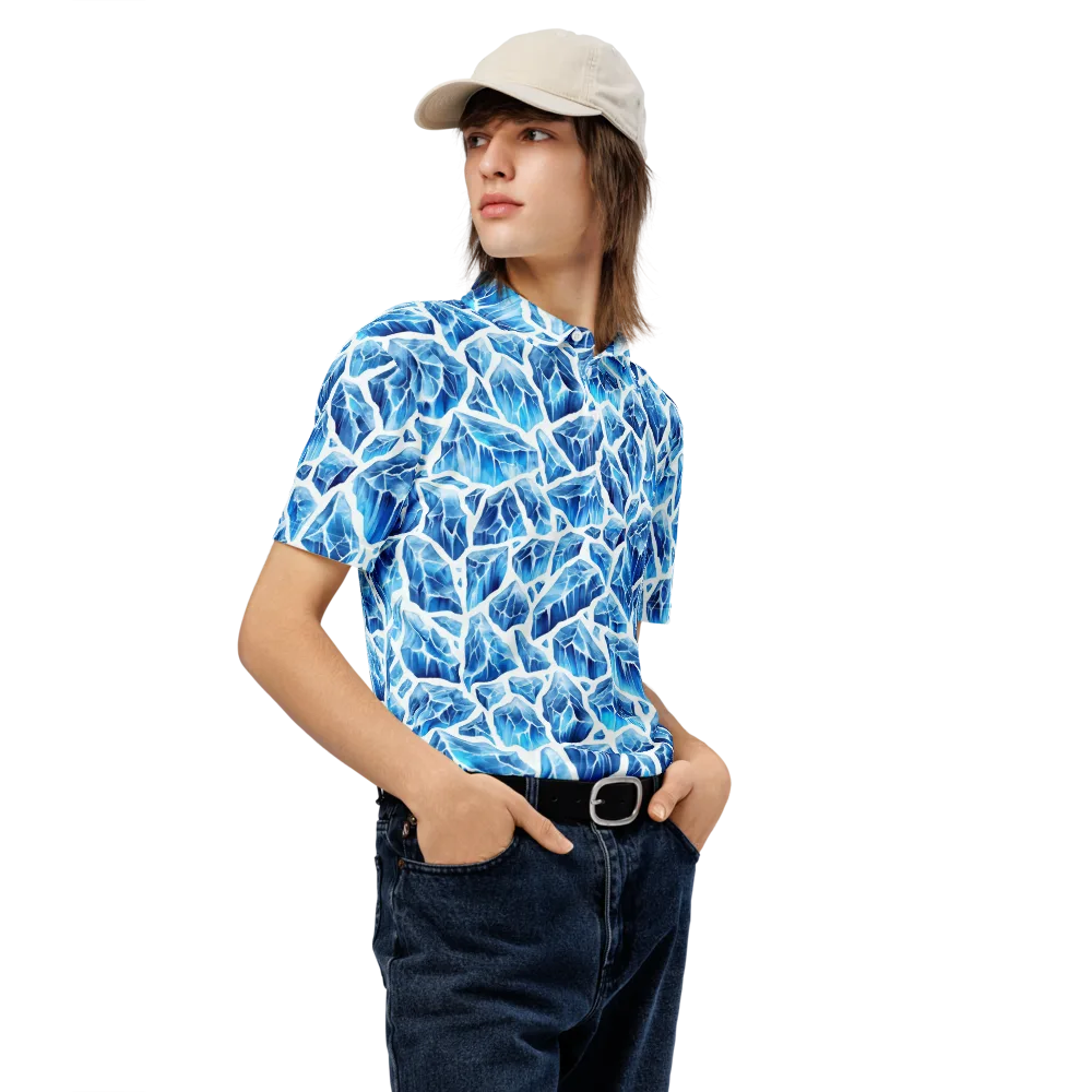 Glacial Mosaic on Men's Slim Fit Polo Shirt — Right Front