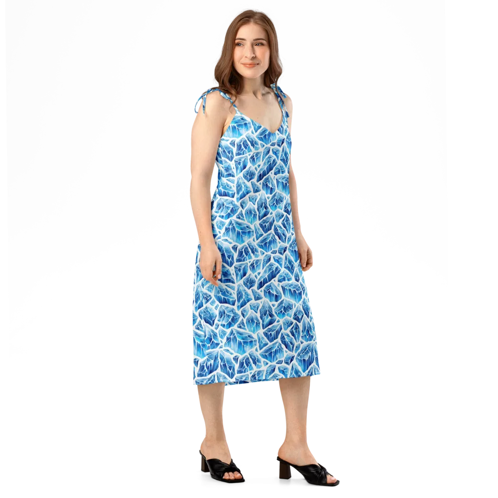 Glacial Mosaic on Slip Dress — Right Front