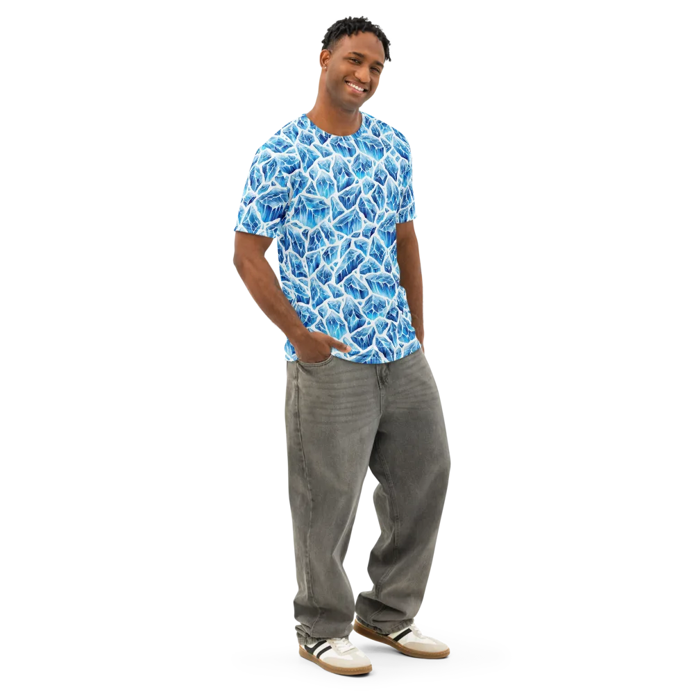 Glacial Mosaic on Men's Cotton Crew Neck T-Shirt — Right Front