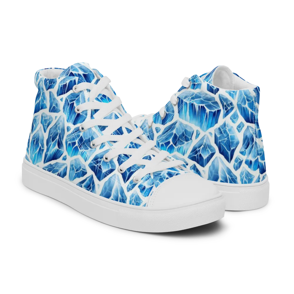 Glacial Mosaic on Men's High Top Canvas Shoes — Right