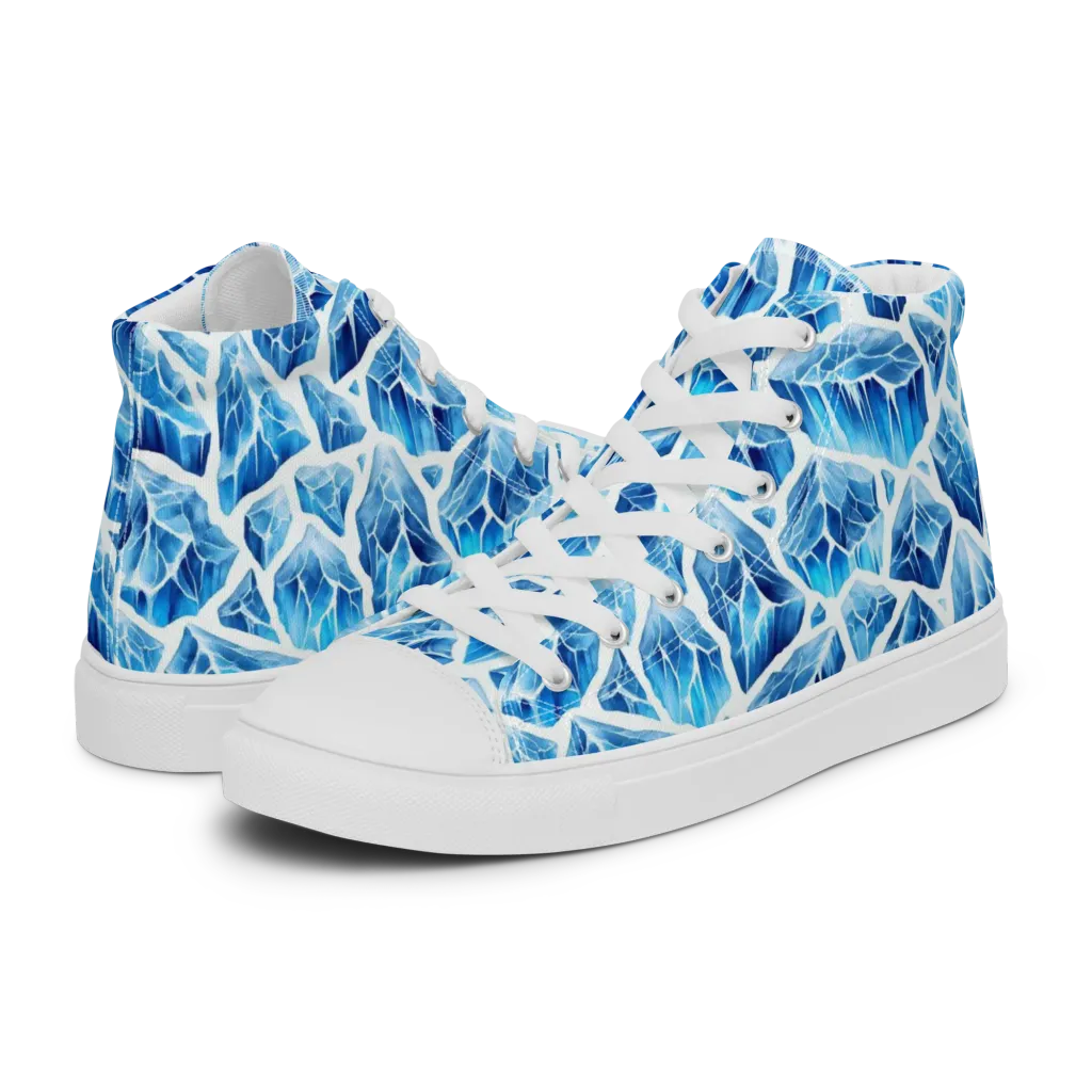 Glacial Mosaic on Women's High Top Canvas Shoes — Left