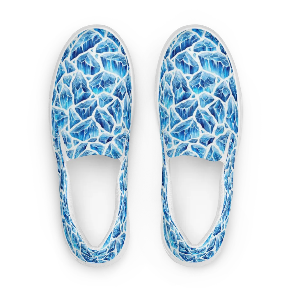 Glacial Mosaic on Men's Slip-On Canvas Shoes — Front