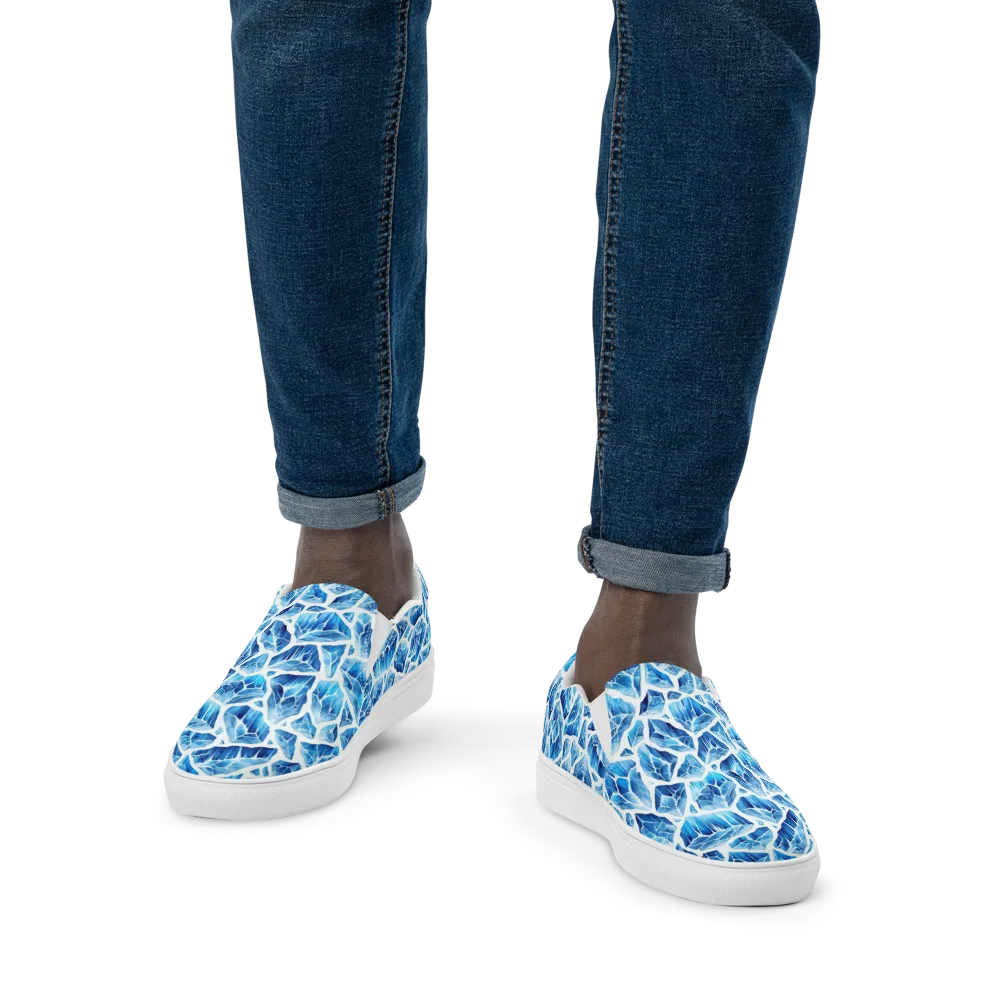 Glacial Mosaic on Men's Slip-On Canvas Shoes — Front