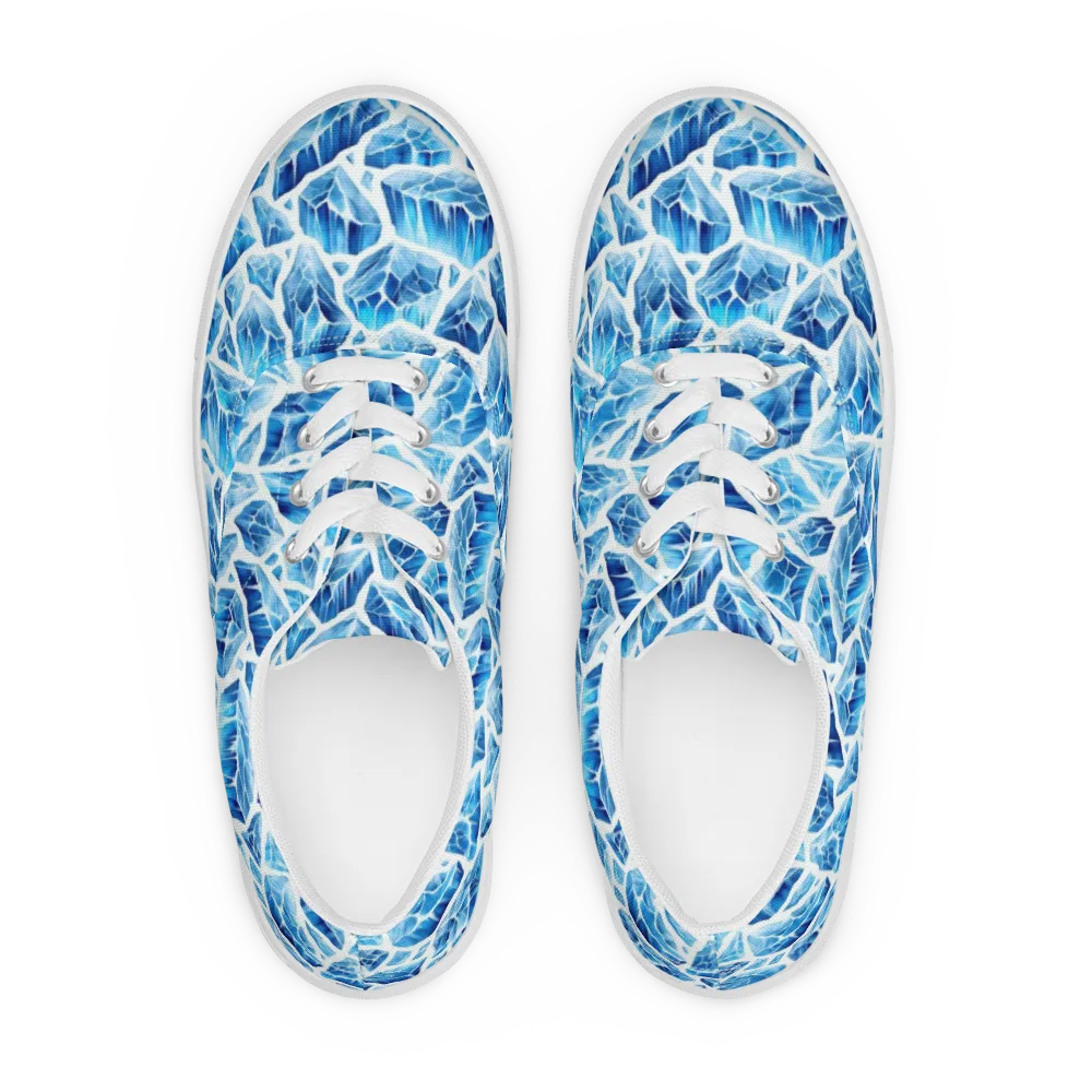 Glacial Mosaic on Men's Lace-Up Canvas Shoes — Front