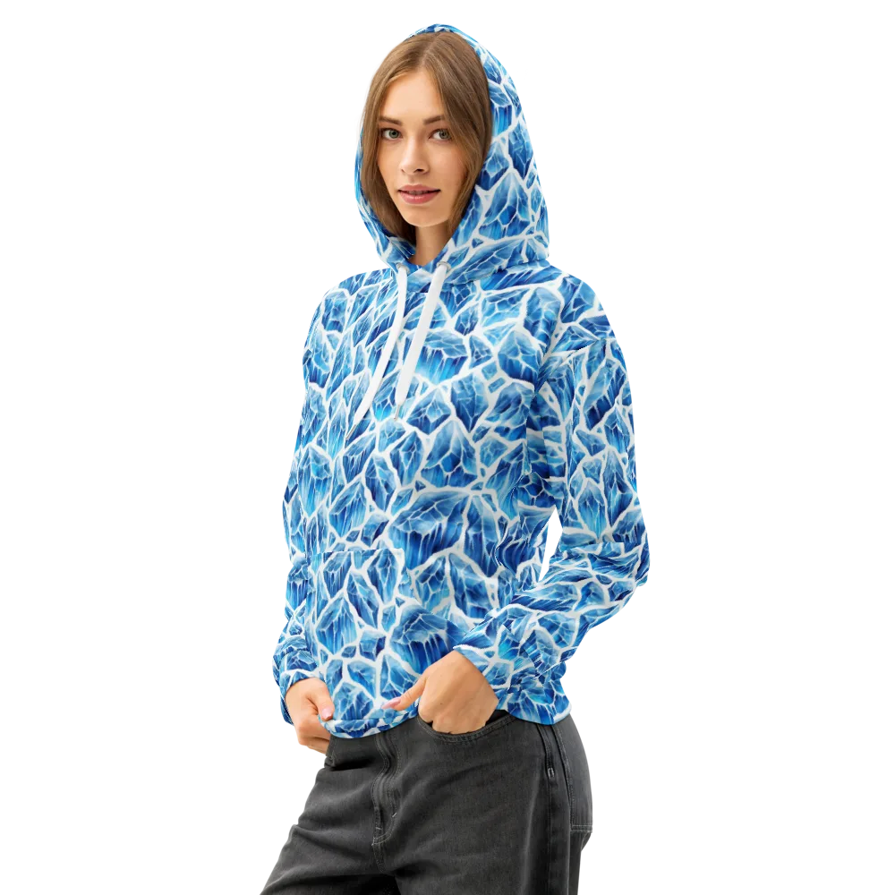 Glacial Mosaic on Cotton Hoodie — Left Front