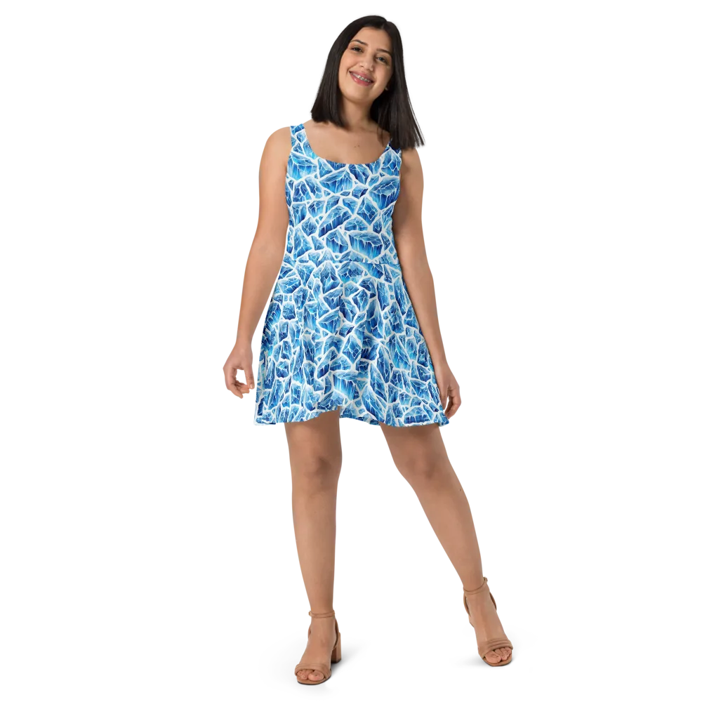 Glacial Mosaic on Skater Dress — Front