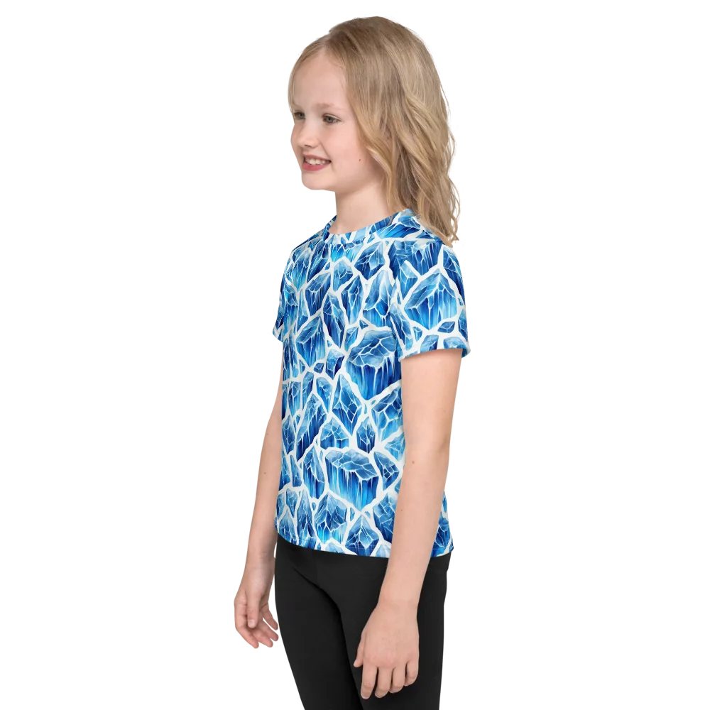 Glacial Mosaic on Kids Crew Neck T-Shirt — Left