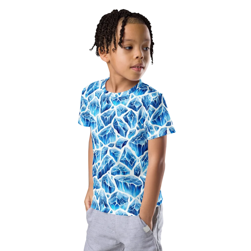 Glacial Mosaic on Kids Crew Neck T-Shirt — Left Front