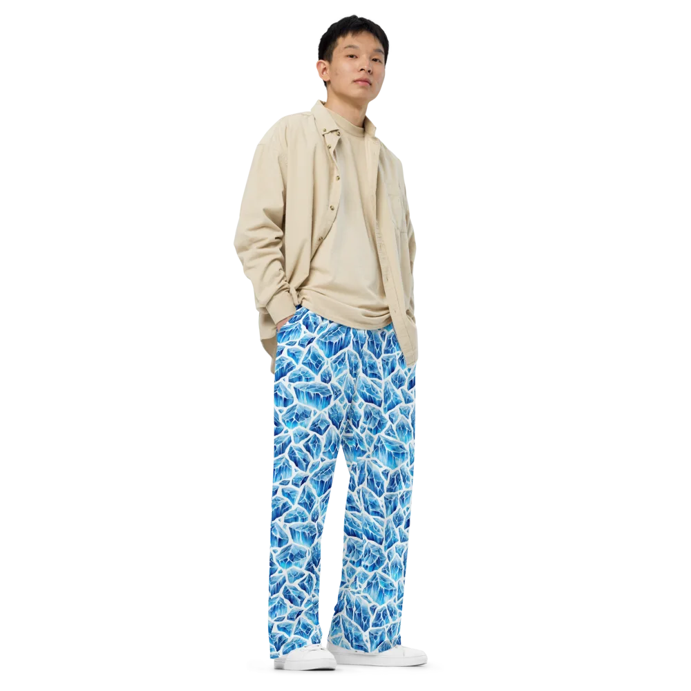 Glacial Mosaic on Wide-Leg Pants — Right Front