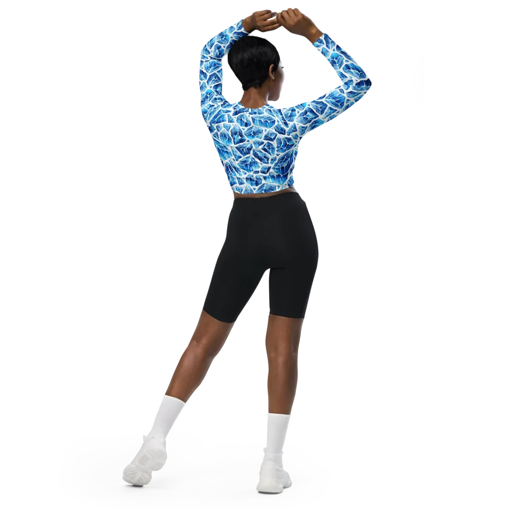 Glacial Mosaic on Long Sleeve Crop Top — Back