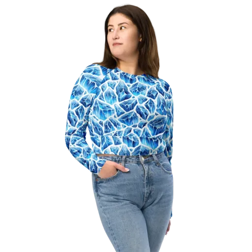 Glacial Mosaic on a Long Sleeve Crop Top