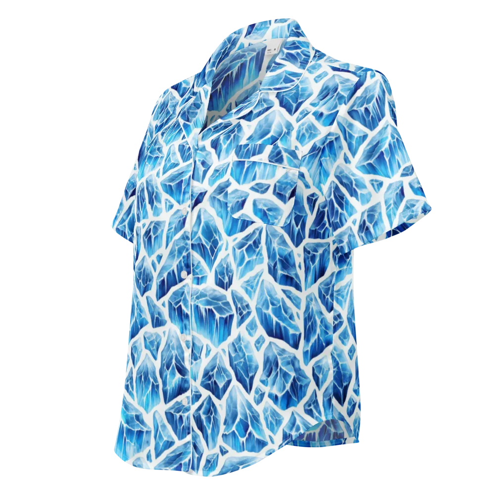 Glacial Mosaic on Women's Short Sleeve Pajama Top — Left Front