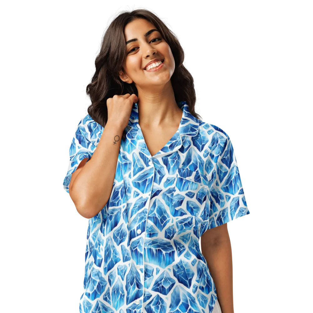 Glacial Mosaic on Women's Short Sleeve Pajama Top — Front
