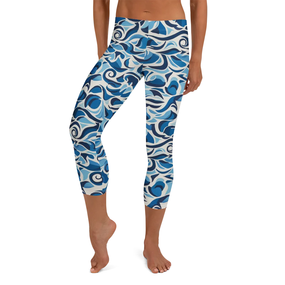 Azure Sway on Capri Leggings — Front
