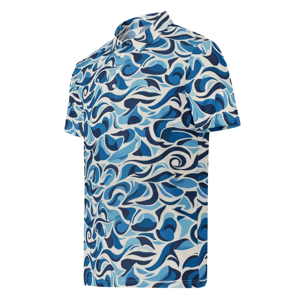Azure Sway on Men's Slim Fit Polo Shirt — Left Front
