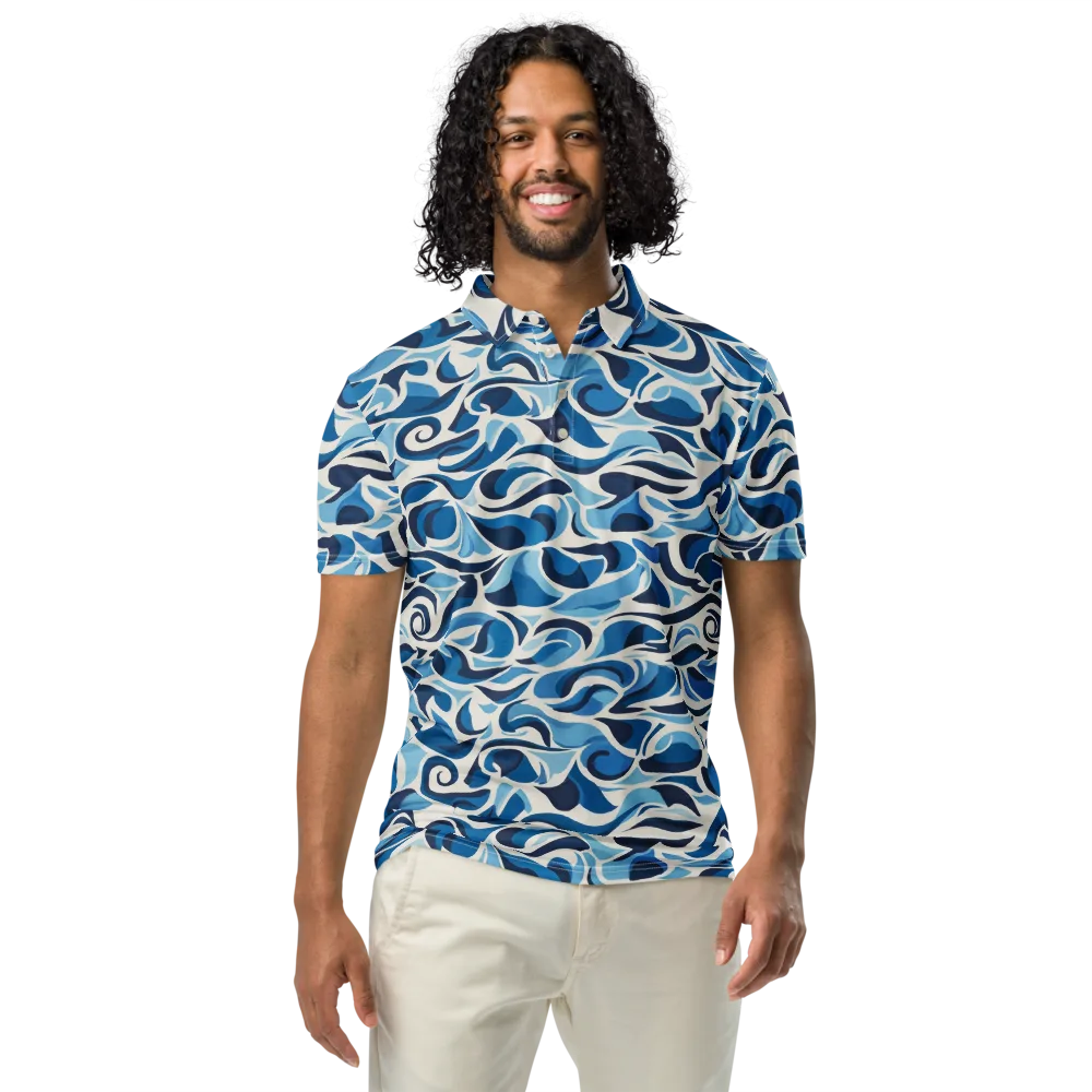 Azure Sway on Men's Slim Fit Polo Shirt — Front