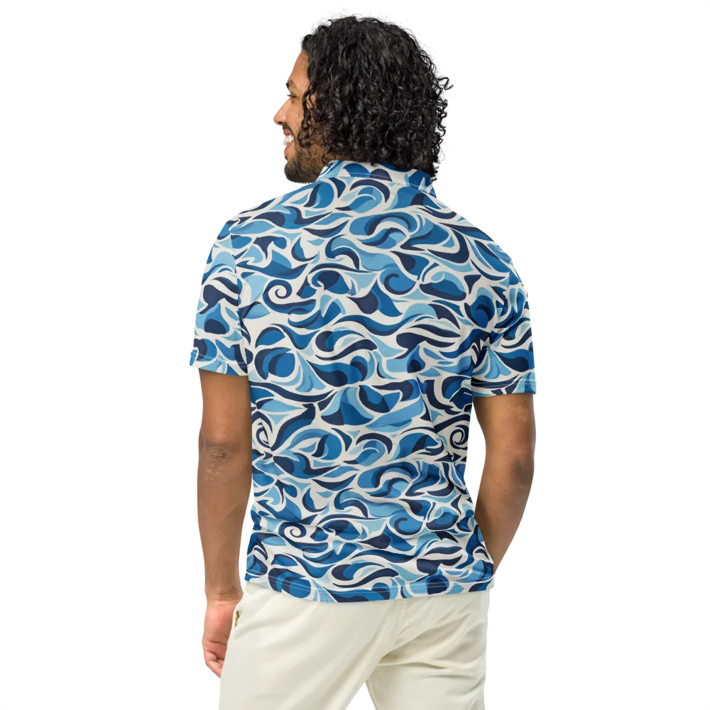 Azure Sway on Men's Slim Fit Polo Shirt — Back