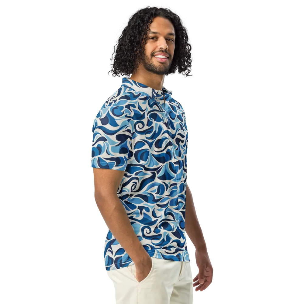 Azure Sway on Men's Slim Fit Polo Shirt — Right Front