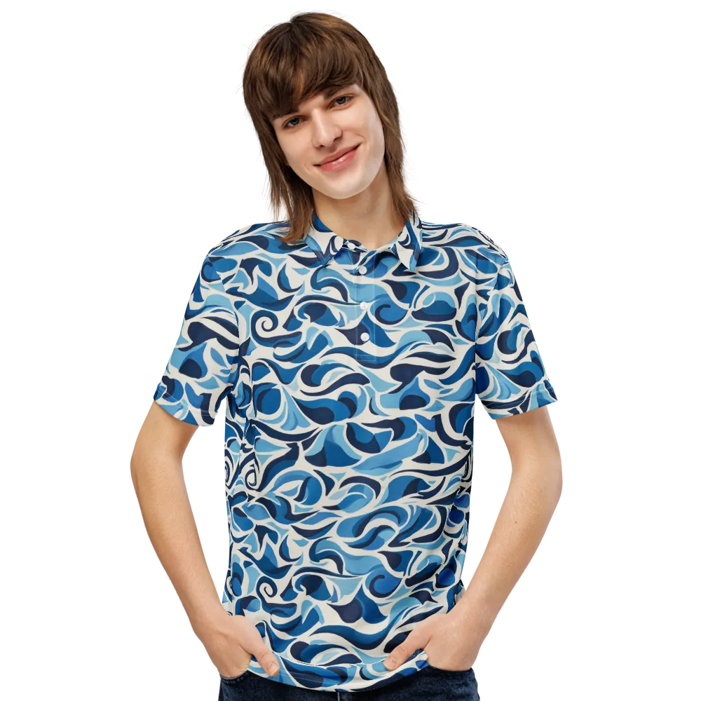 Azure Sway on Men's Slim Fit Polo Shirt — Front