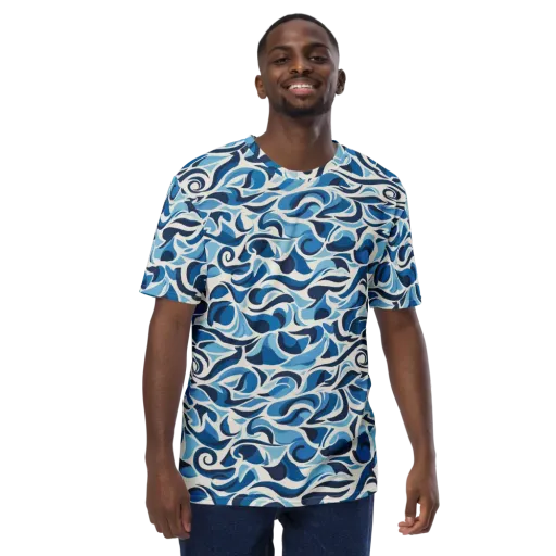 Azure Sway on a Men's Crew Neck T-Shirt
