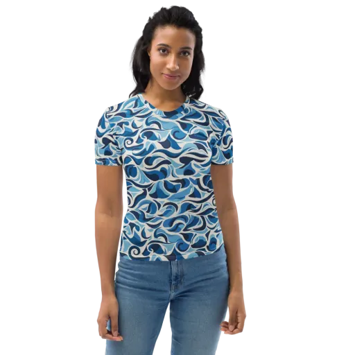 Azure Sway on a Women's Crew Neck T-Shirt