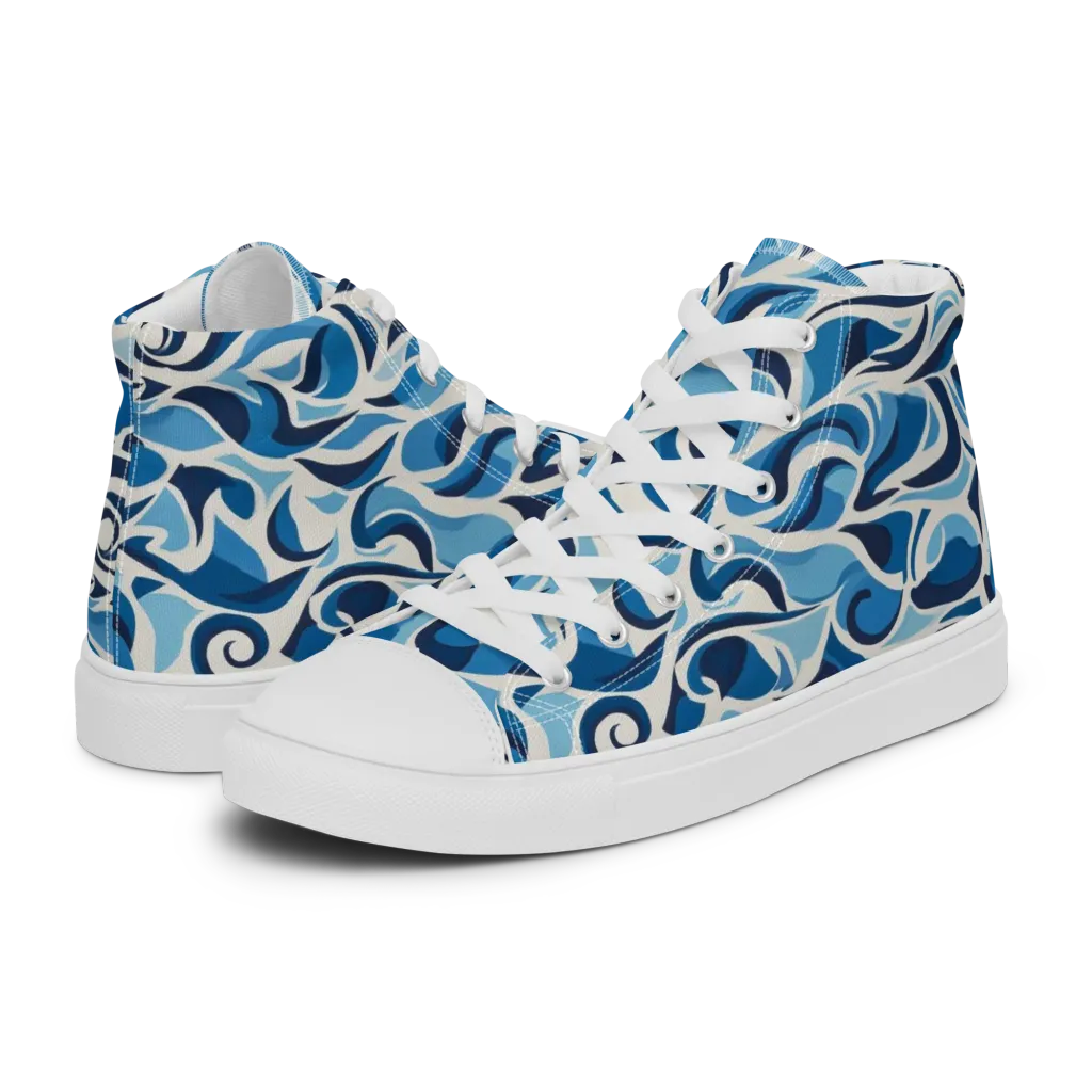 Azure Sway on Women's High Top Canvas Shoes — Left