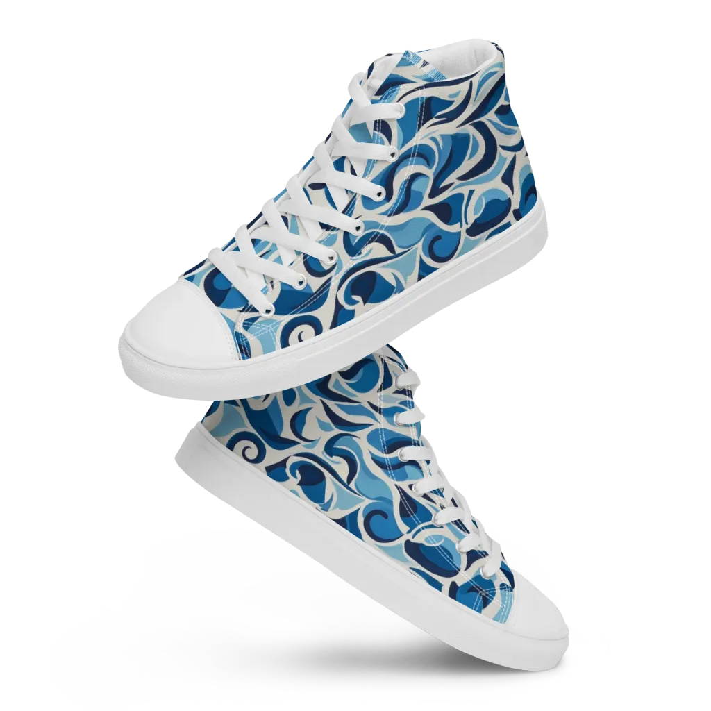 Azure Sway on Women's High Top Canvas Shoes — Front