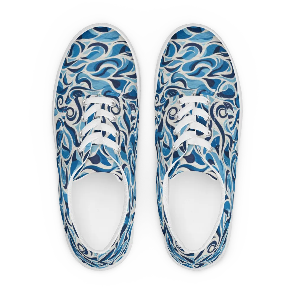 Azure Sway on Men's Lace-Up Canvas Shoes — Front