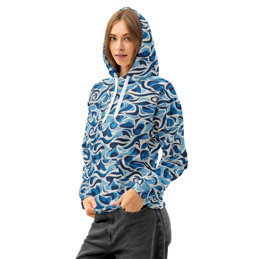 Azure Sway on Cotton Hoodie — Left Front
