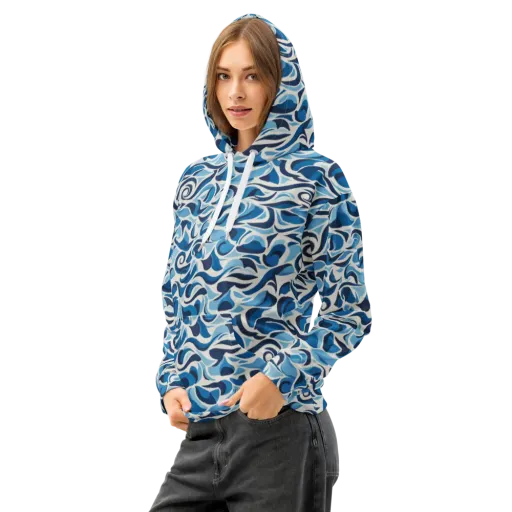 Azure Sway on a Cotton Hoodie