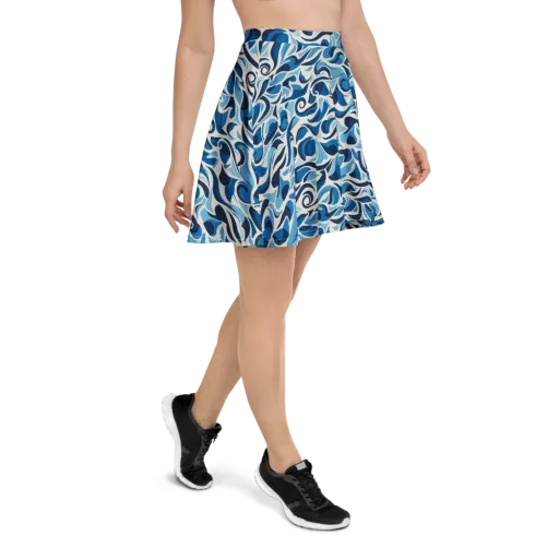 Azure Sway on a Skater Skirt