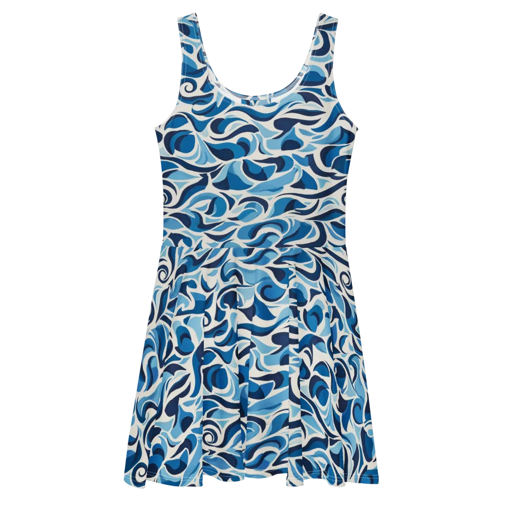 Azure Sway on Skater Dress — Front
