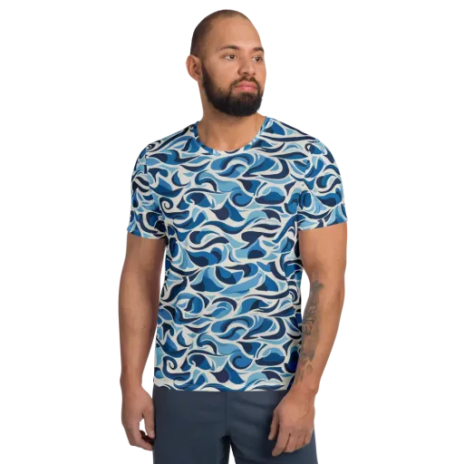 Azure Sway on a Men's Athletic T-Shirt